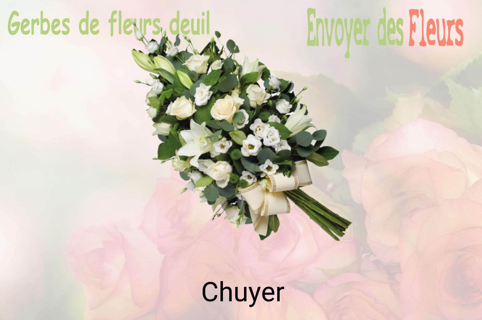 Gerbe de fleurs de deuil livrée à Chuyer